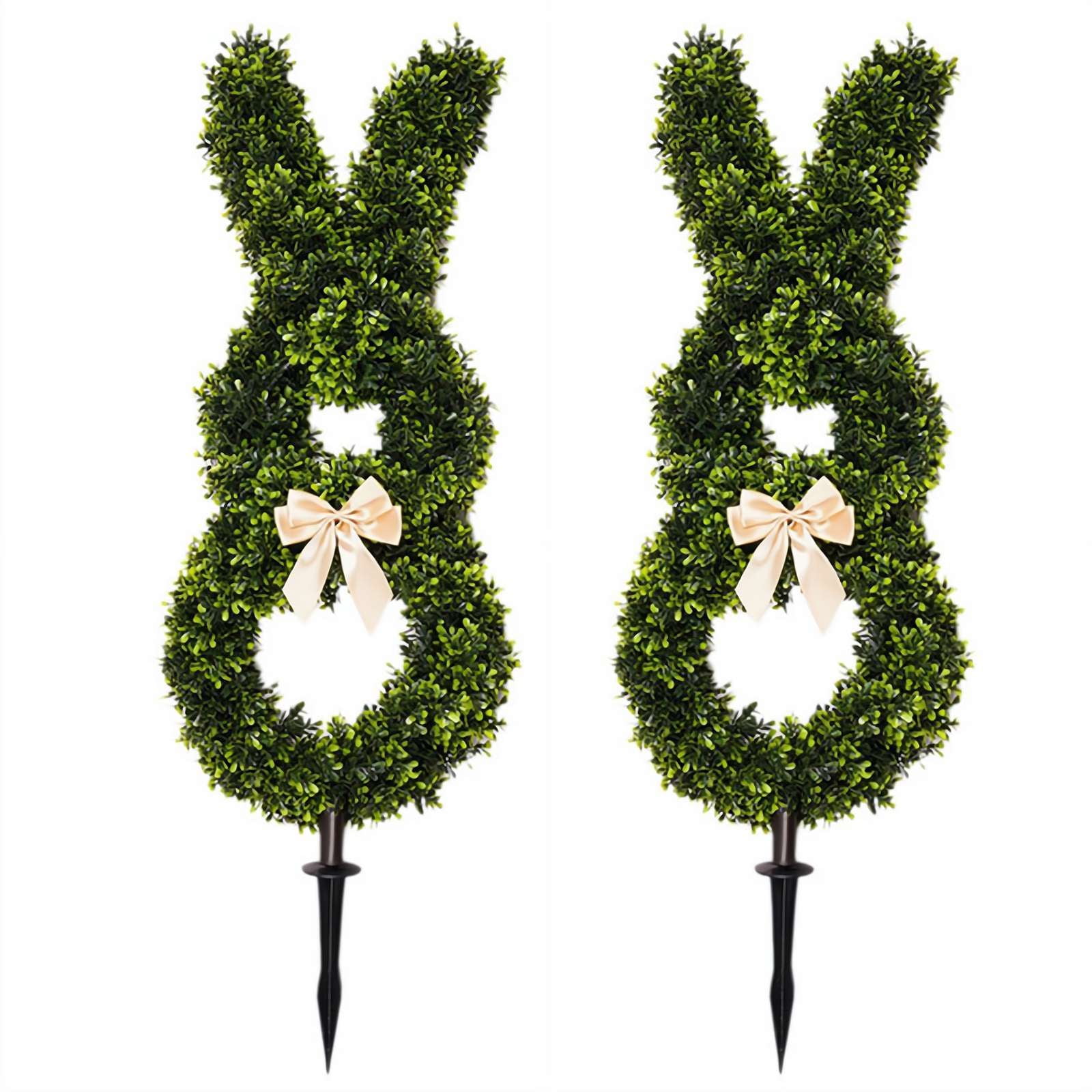 Bunny Topiary, 41.5inch Green Artificial Bunny-Shaped Topiary Tree Pot ...
