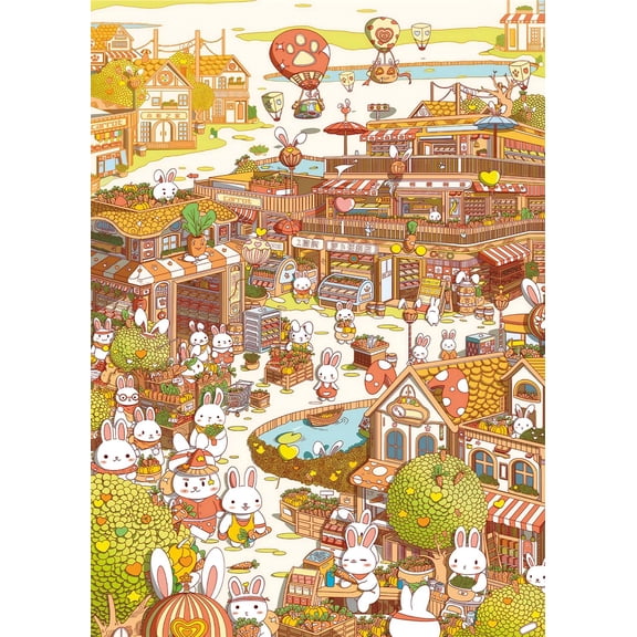 Bunny Town Puzzles for Adults 1000 Pieces, Family Game, 27.6 x 19.7 inches, Challenging Family Activity Perfect for Game Nights, Pieces Fit Together Perfectly