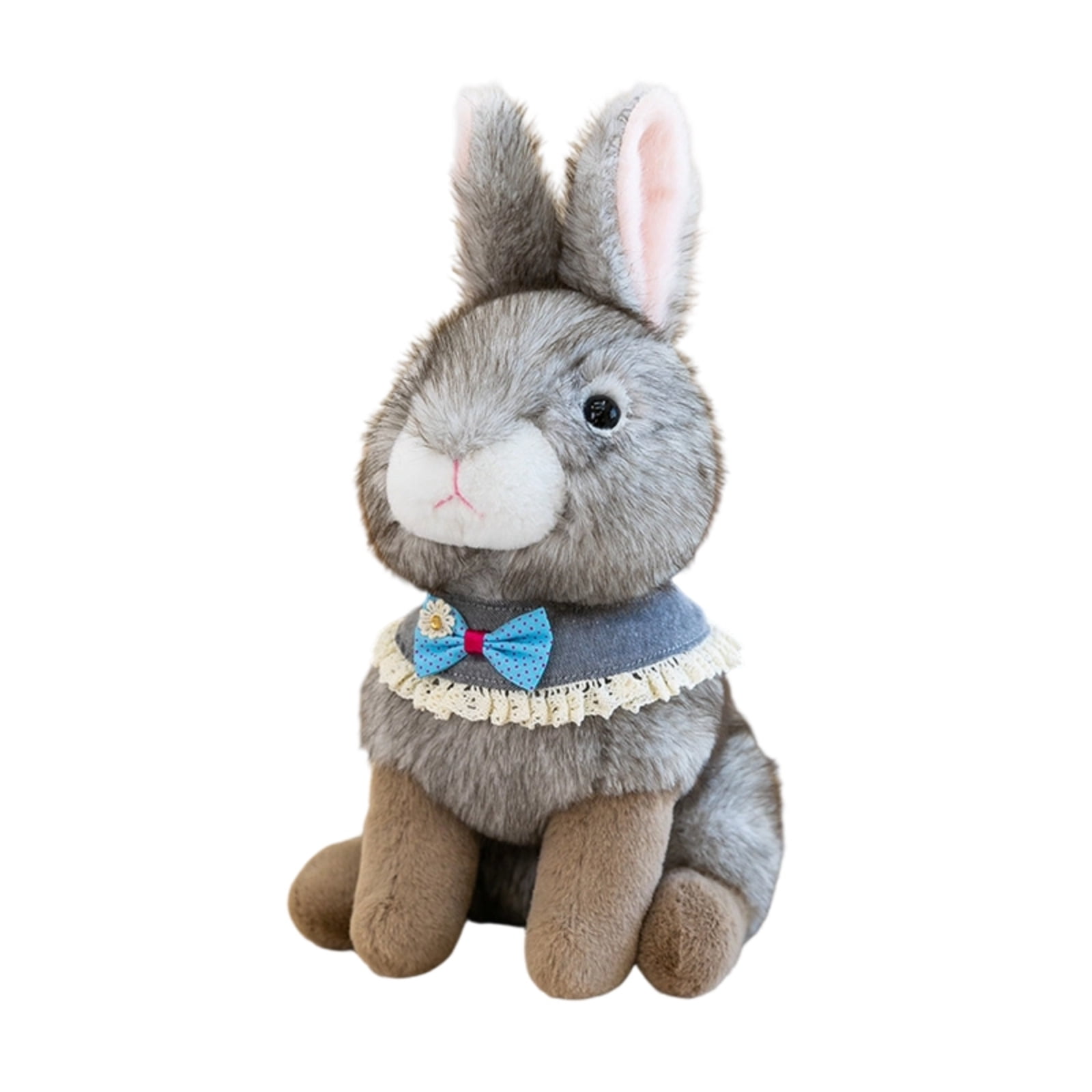 Bunny Toys with Blue Bow Tie and Lace Collar, Gray Plush, for Student ...