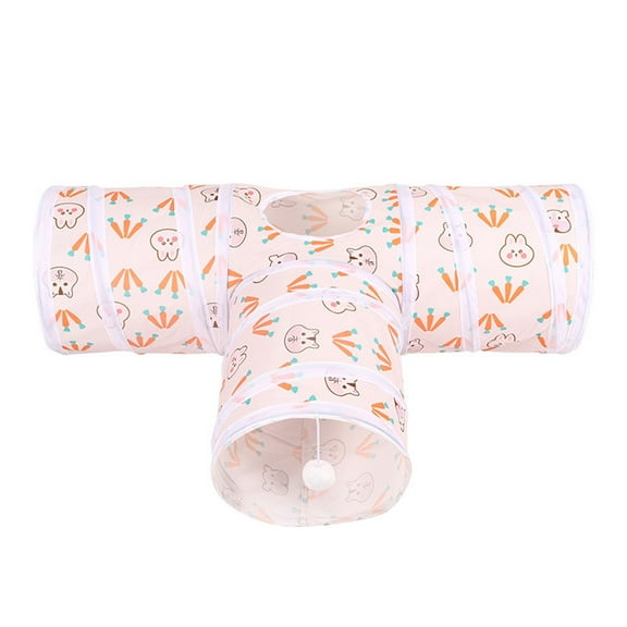 Bunny Tunnels & Tubes Collapsible 3 Way Bunny Hideout Small Animal Activity Tunnel Toys for Dwarf Rabbits Bunny Guinea Pigs Kitty