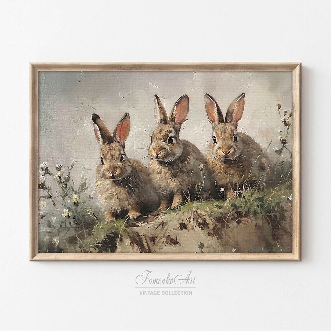 Bunny Wall Art Print, Vintage Spring Decor - Walmart.com
