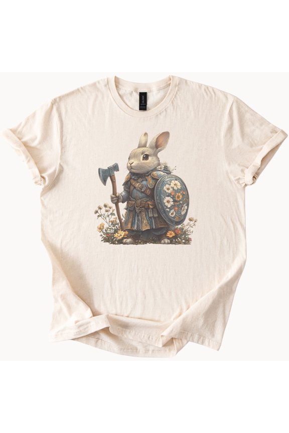 Bunny Warrior Floral Shield Rabbit Botanical Nature Art Classic Garden Lover T-shirt