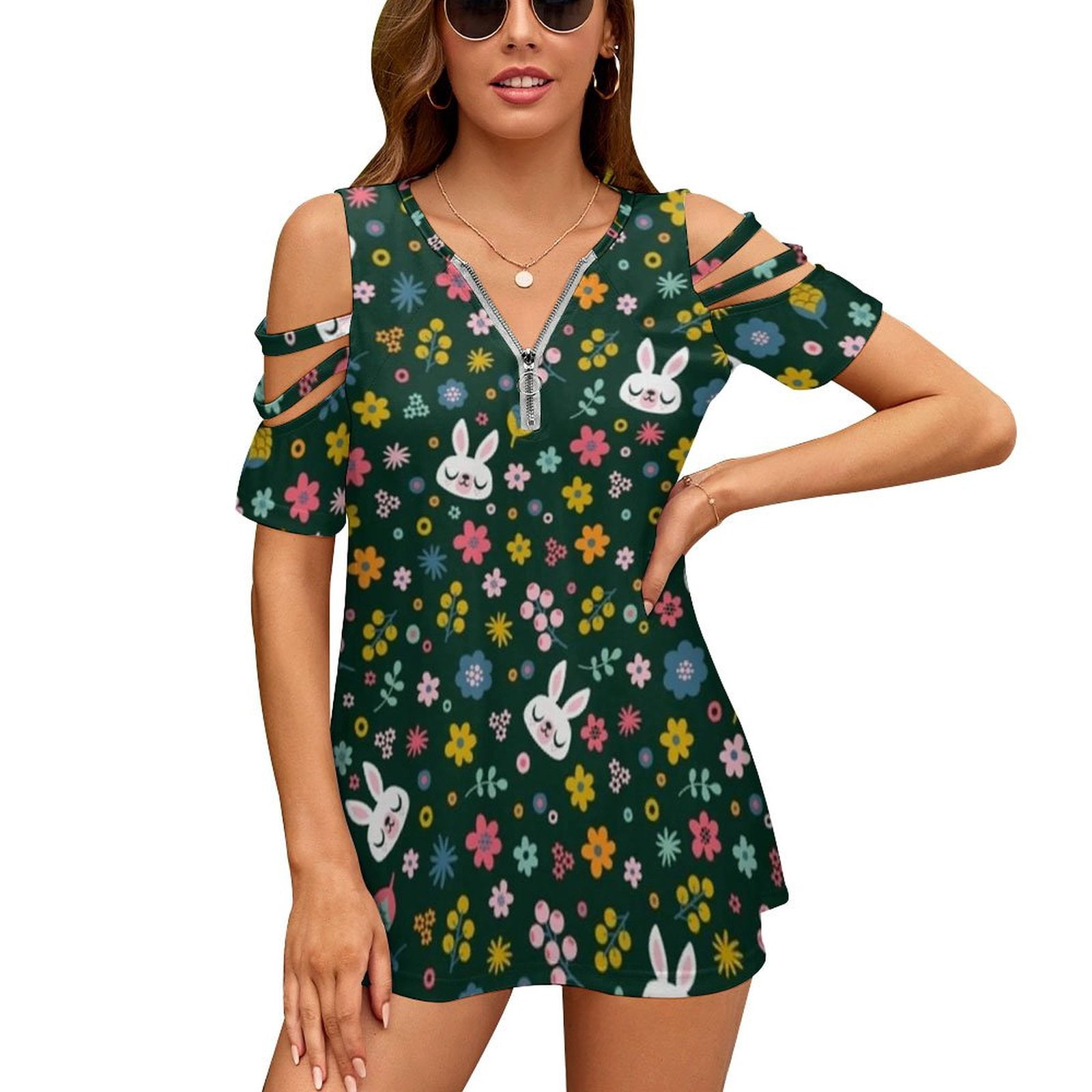 Bunny Print Sleeve Top Placket main image 1