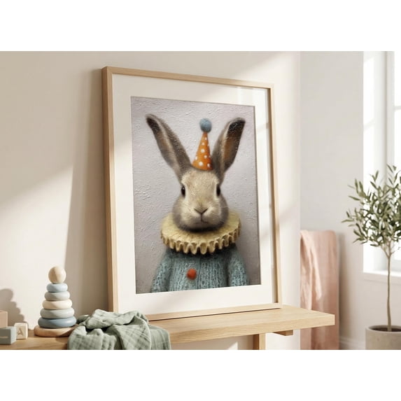 Bunny Whimsical Portrait Rabbit Storybook Summer Animal Playroom ...