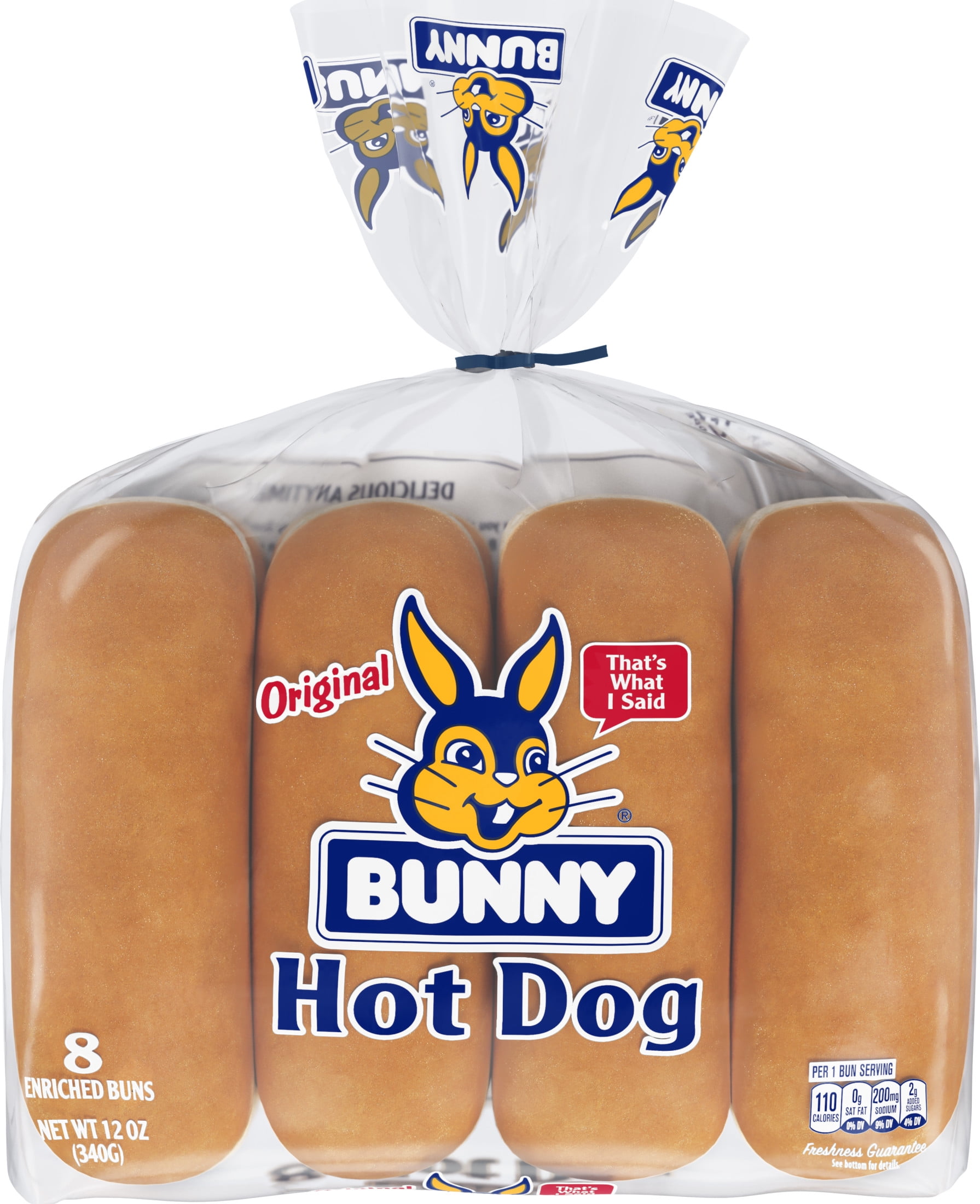 Bunny White Hot Dog Buns, 12 oz, 8 Count