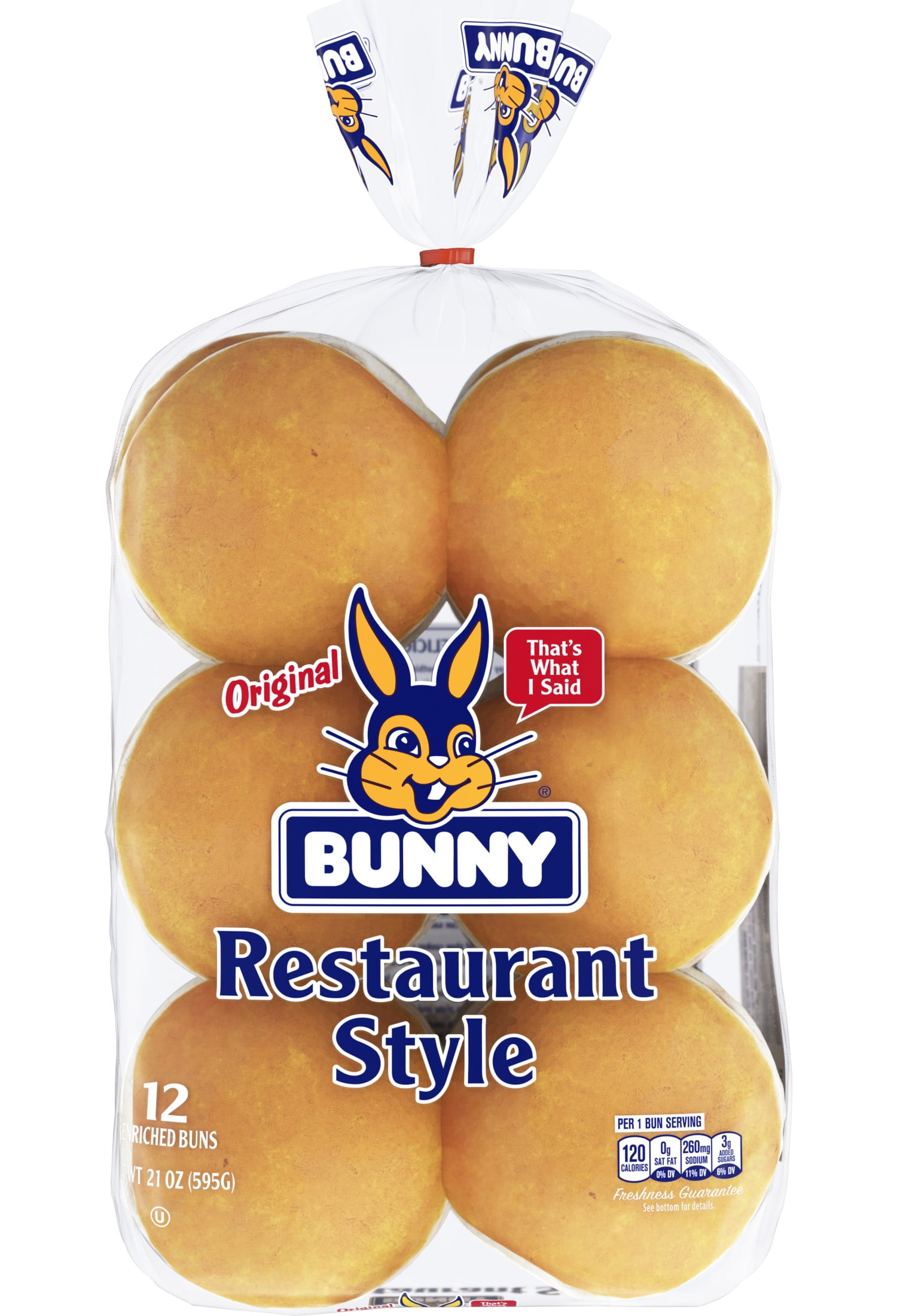 bun bun① Bunny White Restaurant Style Burger Buns, 21 oz, 12 Count