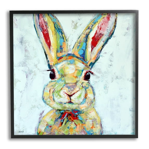 Bunny Wildlife Modern Portrait Animals & Insects Painting Black Framed Art Print Wall Art