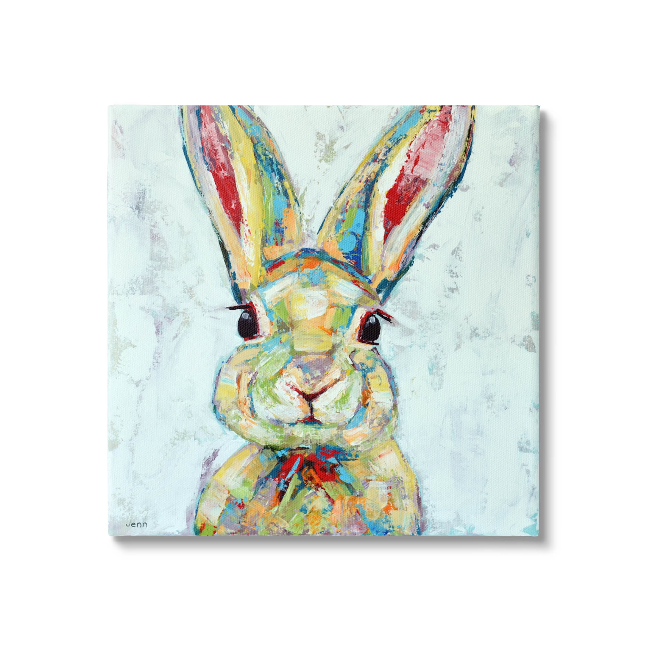 Bunny Wildlife Modern Portrait Animals & Insects Painting Gallery Wrapped Canvas Print Wall Art