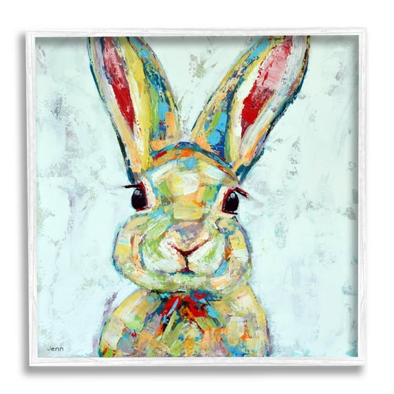 Bunny Wildlife Modern Portrait Animals & Insects Painting White Framed Art Print Wall Art