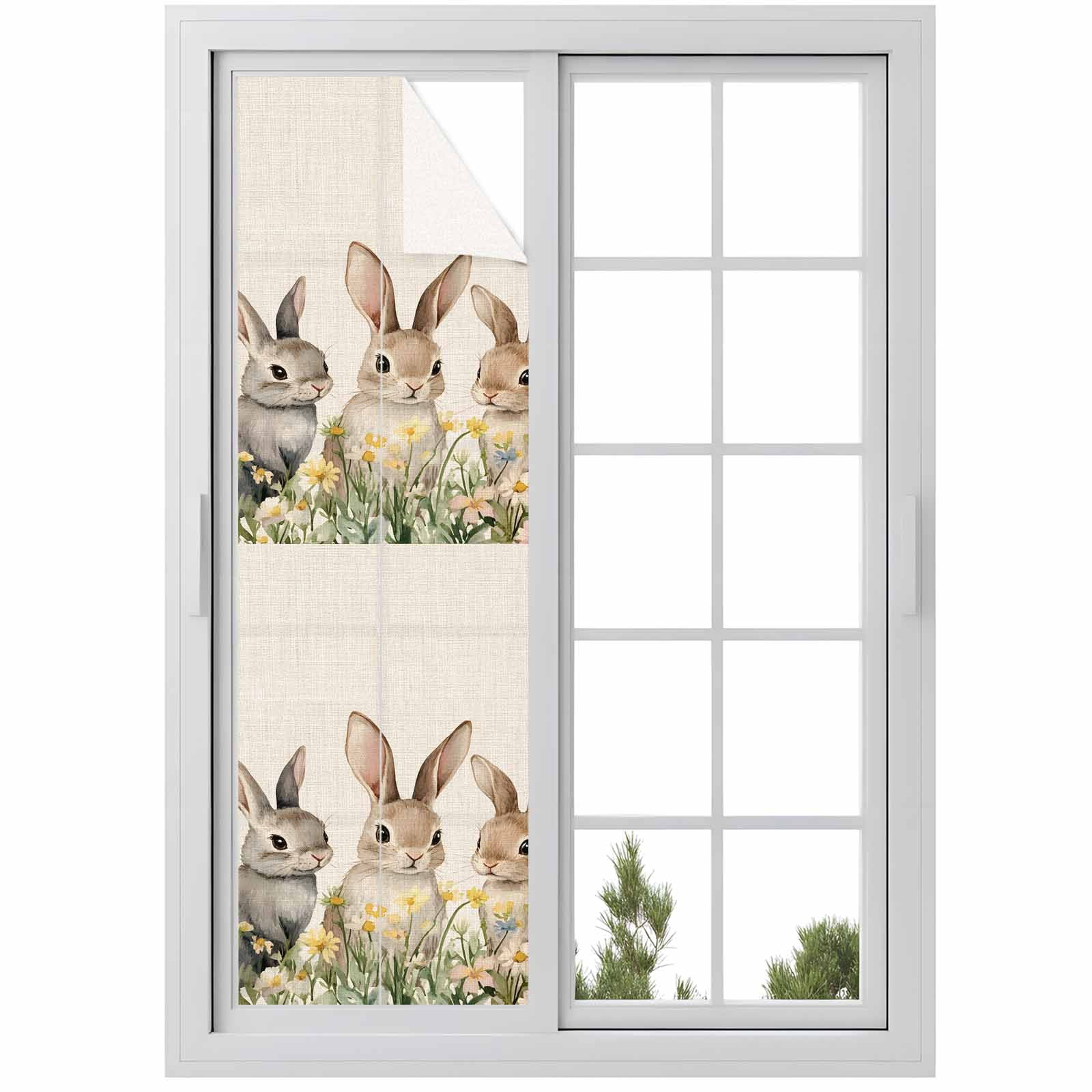 Bunny Window Privacy Film, Easter Rabbit Frosted Glass Window Clings ...
