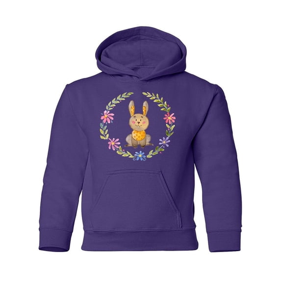 Bunny With Floral Wreath Hoodie Juniors -Image by Shutterstock, x-Large