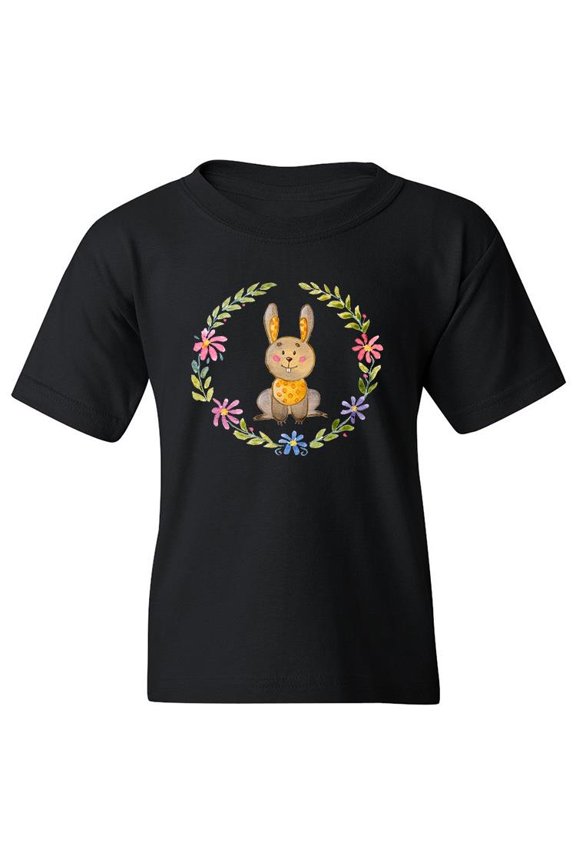 Bunny With Floral Wreath T-Shirt Juniors -Image by Shutterstock, Small