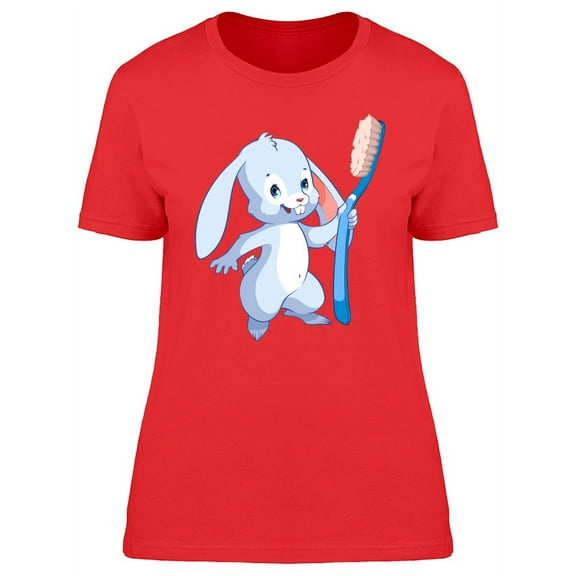 Bunny With Toothbrush T-Shirt Women -Image by Shutterstock, Female Small