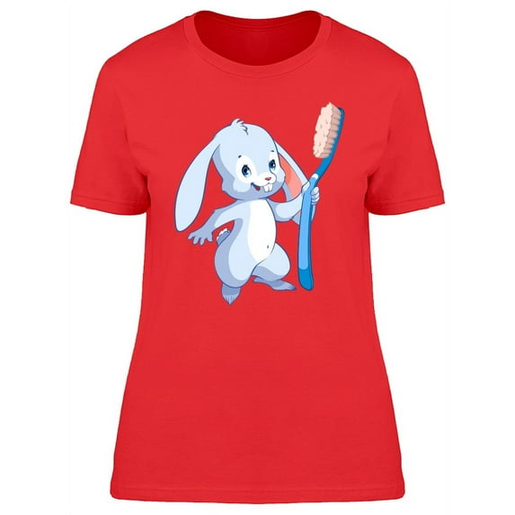 Bunny With Toothbrush T-Shirt Women -Image by Shutterstock, Female x-Large