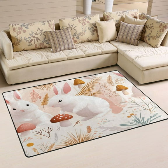 Bunny Wonderland Soft Polyester Area Rug 31''x20'', Non Slip, Memory Foam, Water Absorbent