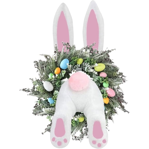Bunny Wreath Attachment - Rabbit Butt And Ears Decoration, Cute 3D Spring Accent Add-On, Lightweight Hangable Holiday Ornament, Festive Door Craft Decor | Easter Wreath Attachment For Spring Holiday