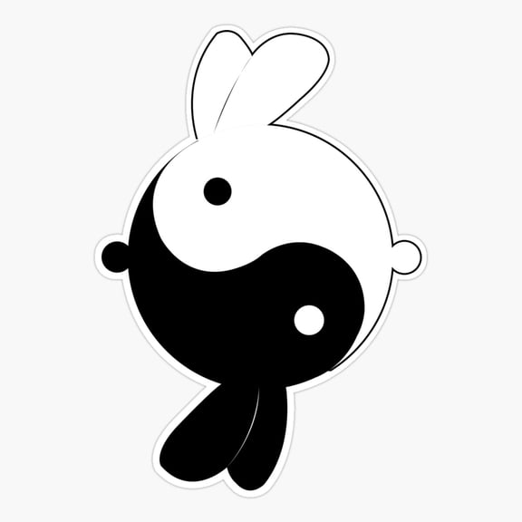 Bunny Yin Yang Sticker