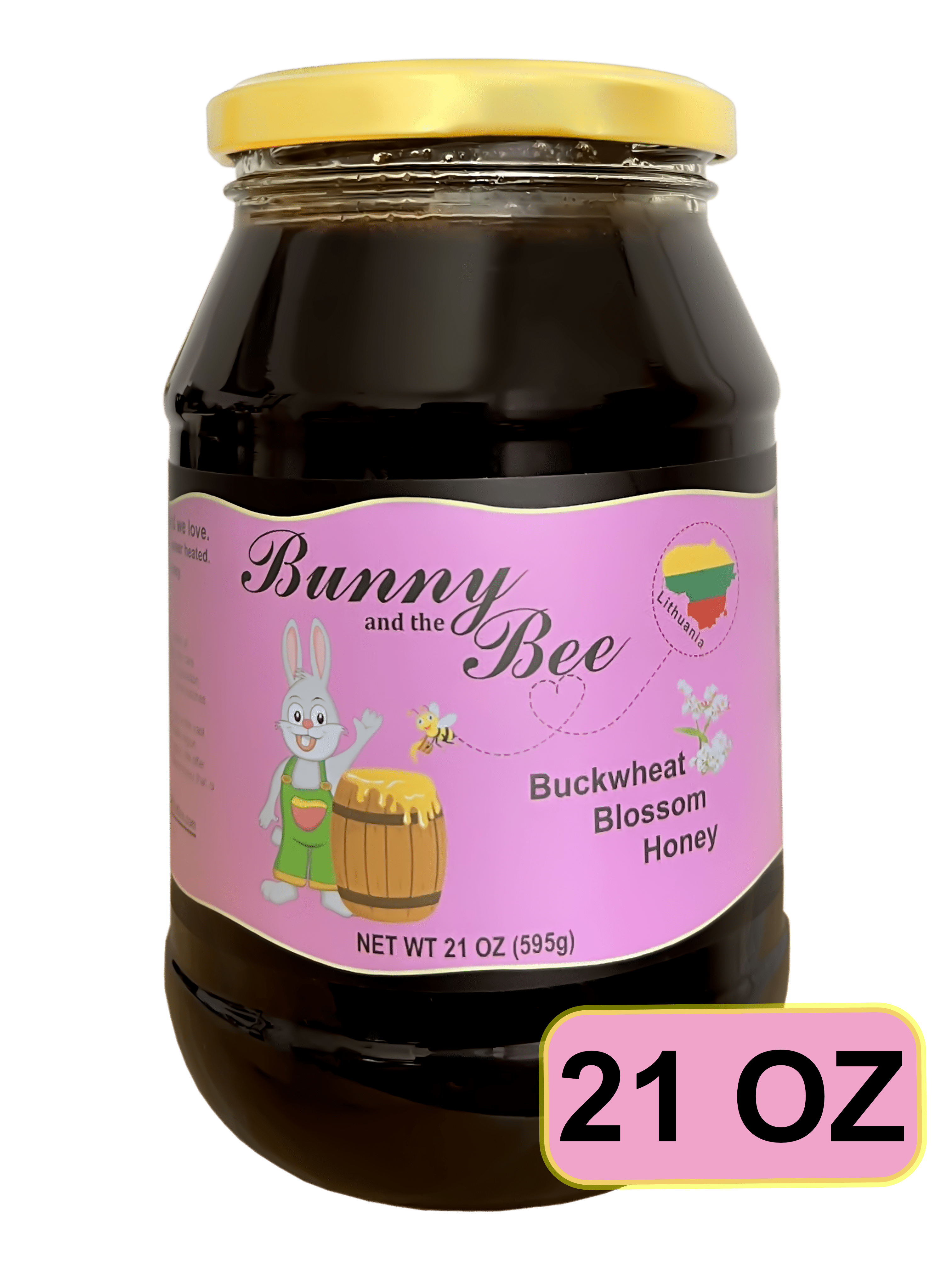 Bunny and The Bee - 21oz Glass Jar - Artisan Buckwheat Blossom Honey - Raw and Pure Natural Unfiltered Artisan Honey - Raw Single Source Honey