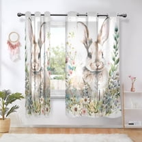 Bunny in Floral Flowers Rabbit Blackout Curtains Thermal Insulation 63 inch Grommet for Bedroom Living Room Bathroom Kitchen Windows 2 Pack