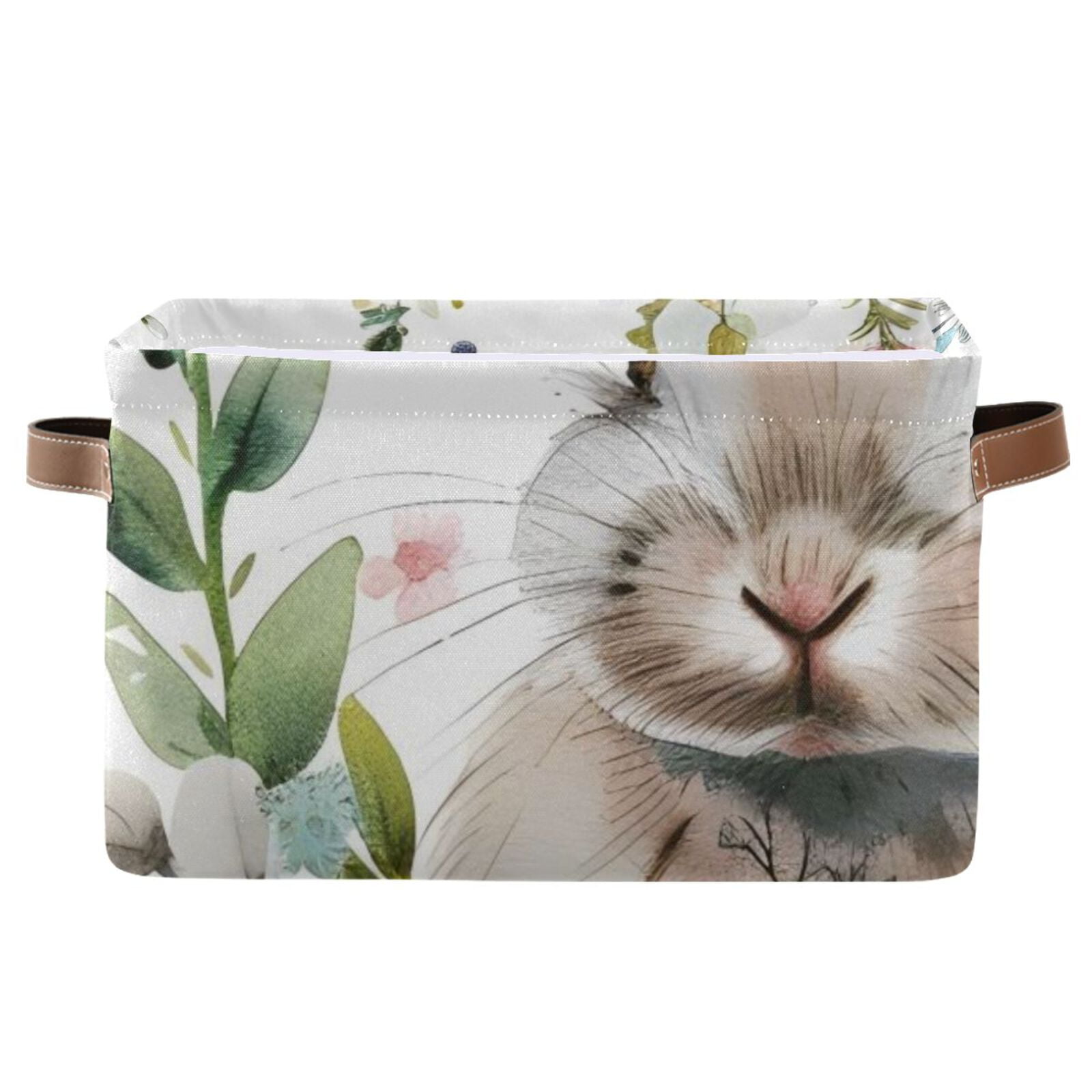 Bunny in Floral Flowers Rabbit Storage Bins Baskets With Handles Storage Box Clothes Organizer Organization Toys
