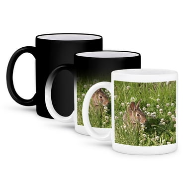 3dRose, Bunny in the Clover, 11oz Magic Transforming Mug