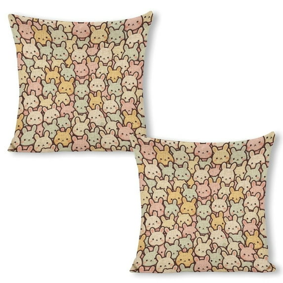 Bunny rabbits color ears Linen toss pillowcase Decoration pillowcase Gift preferred 24x24" Cushion cover 2 set Sofa pillowcase Sofa bedroom living room car