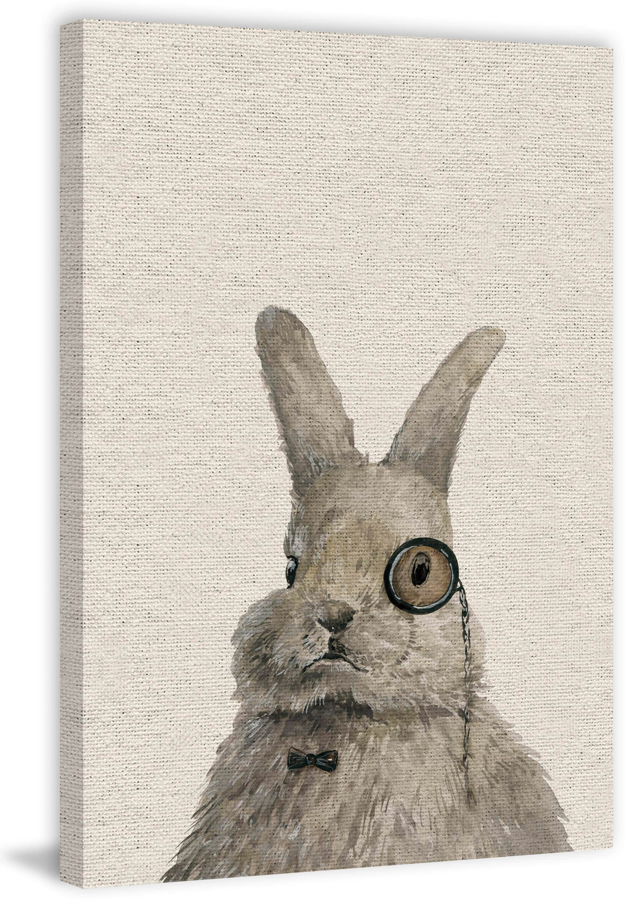 Bunny the Librarian Painting Print on Wrapped Canvas