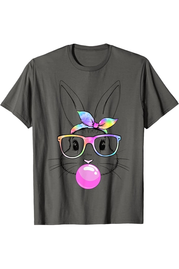 Bunny tie dye glasses bandana bubblegum easter girls women T-Shirt