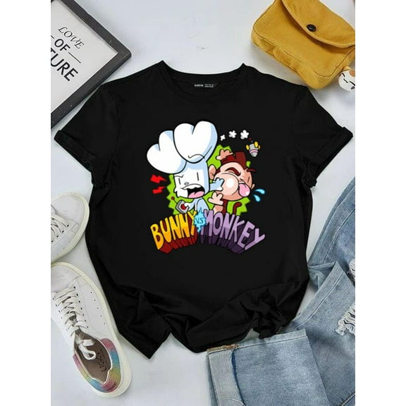 Bunny vs Monkey World Book Day Funny Cartoon Story Graphic Unisex tee V41399, for men & women, up to size 5XL