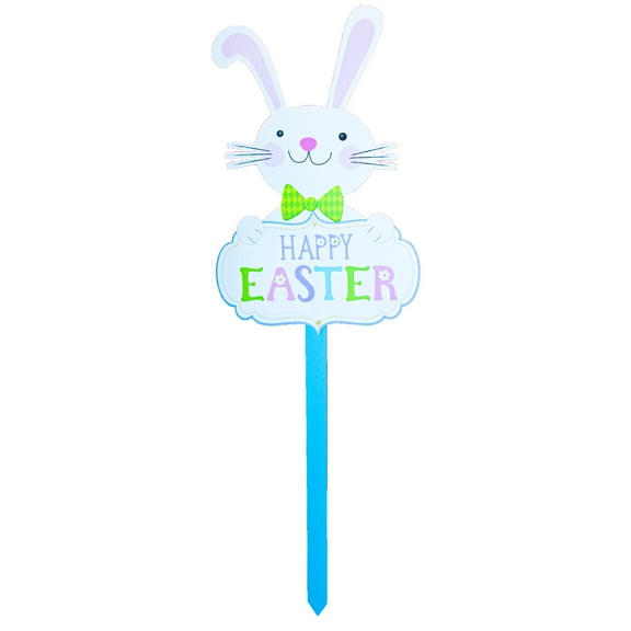 Easter Bunny Yard Sign Happy Easter Outdoor Lawn Decor with Stake Spring Garden Decoration 23.6 Inches Tall