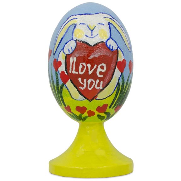 Bunny with "I Love You" Valentine Heart Wooden Figurine