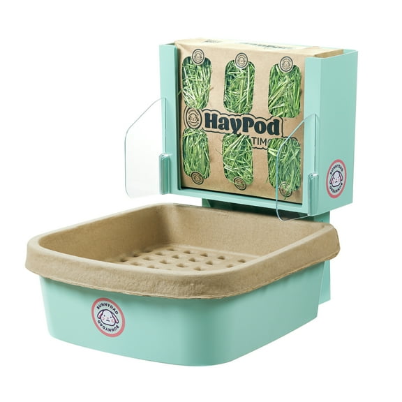 BunnyDad BunnyLet Rabbit Litter Box and Hay Feeder (Sea Green)