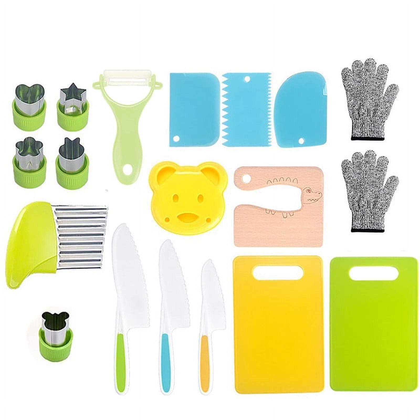 BunnyPony 19 Pieces Kid Safe Kitchen Set, Kids Kitchen Tools for