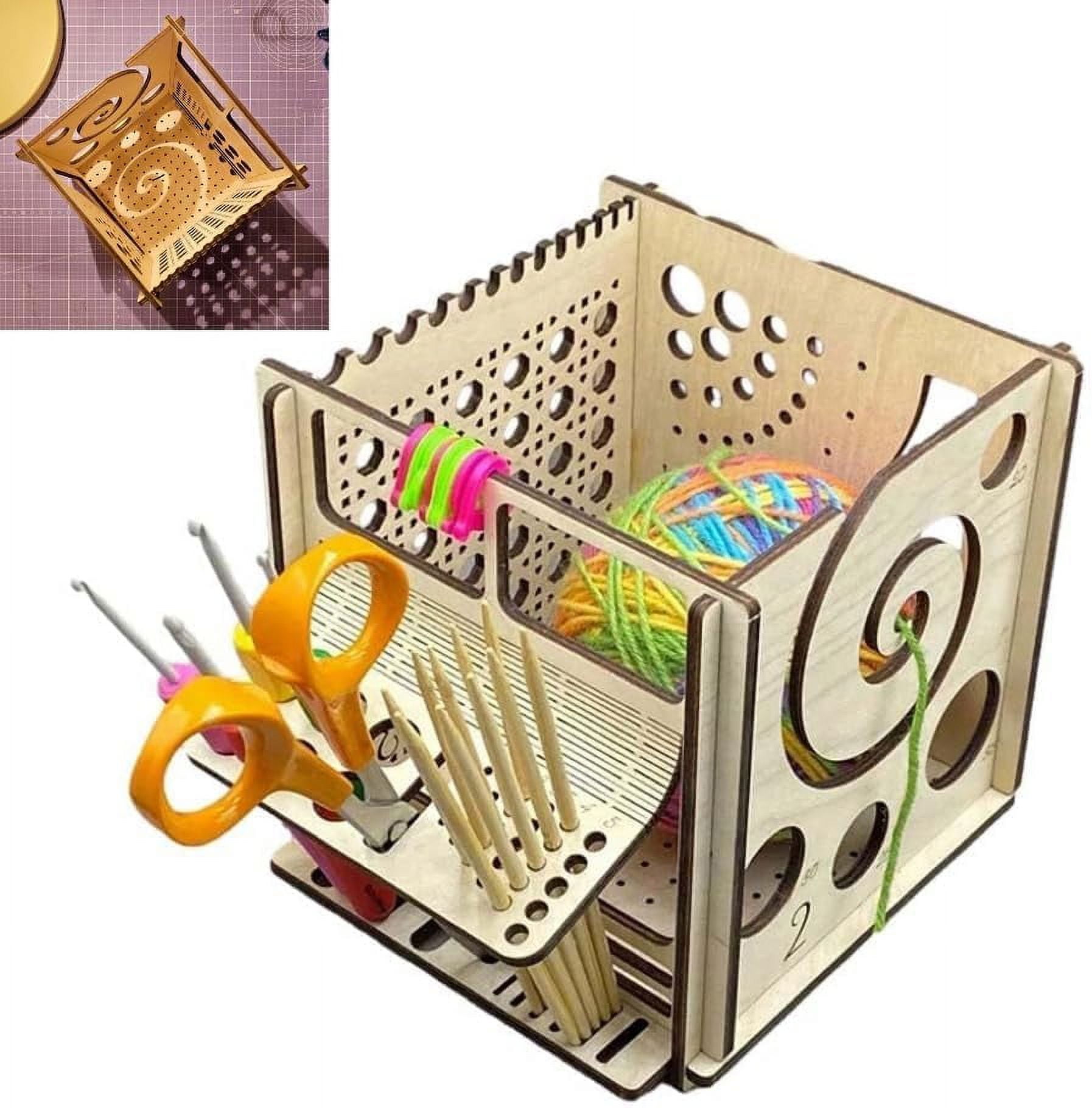 KOKNIT Collapsible Yarn Storage Bin, Yarn Basket Organizer Cube  with Dual Handles for Shelves, Home and Office, Best Gift for Knitter and  Crocheter