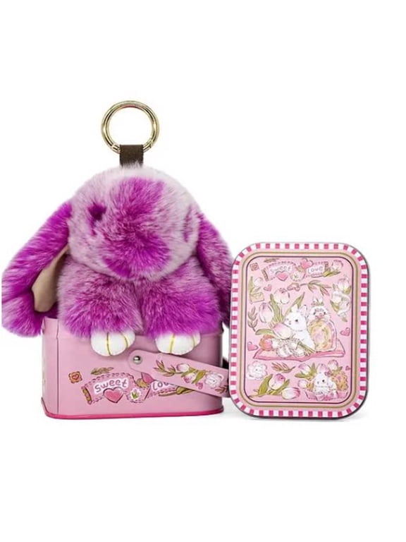 Bunnylulu Easter Keychain With Tin Box, Bunny Lucky Keychains, Handmade Soft Bunny Keychain