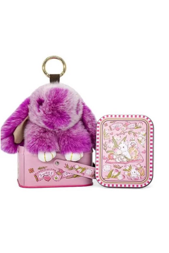 Bunnylulu Easter Keychain With Tin Box, Bunny Lucky Keychains, Handmade Soft Bunny Keychain