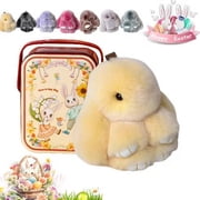 Bunnylulu Easter Keychain With Tin Box, Bunny Lucky Keychains, Handmade Soft Bunny Keychain