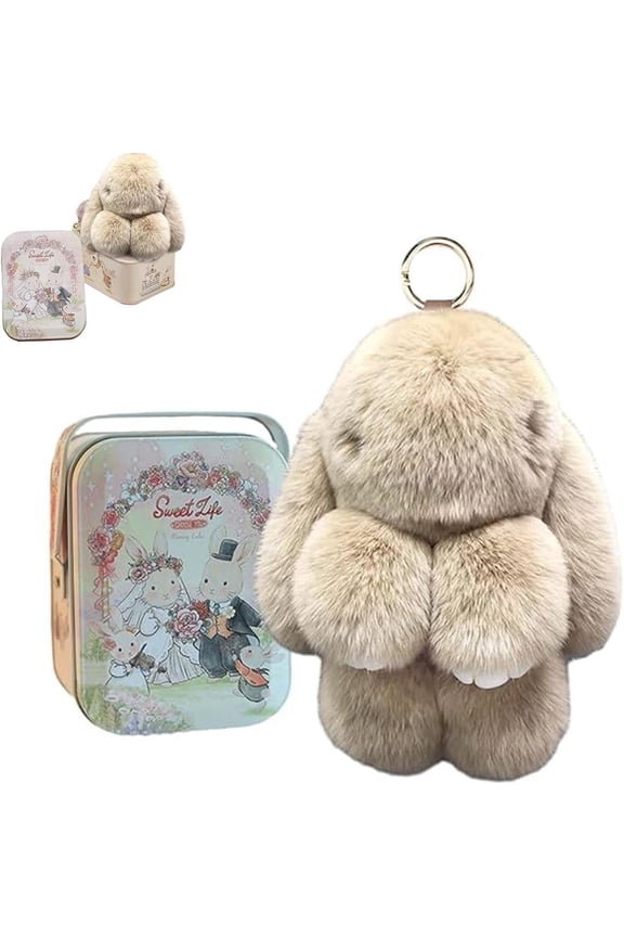 Bunny Keychain with Box, Soft Easter Bunny Plush Keychain with Tin, Bunnycute Plush Key Chain