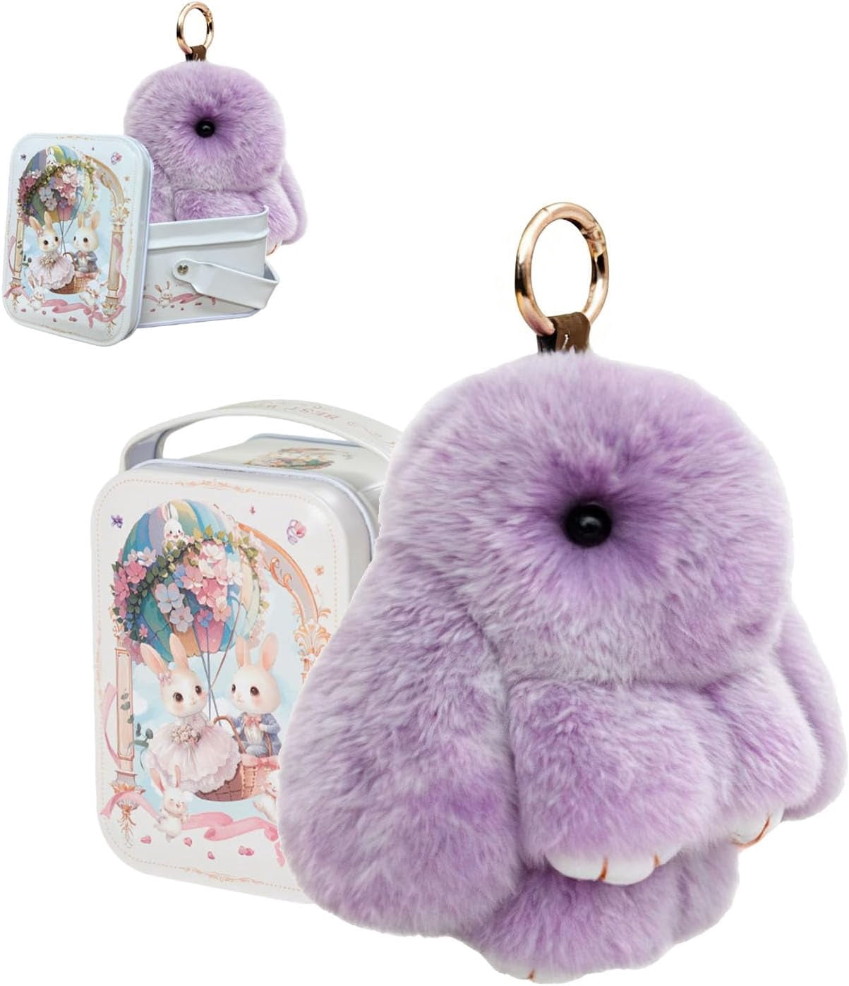 Bunnylulu Keychain with Box, Bunny Keychain with Tin, BunnyCute Plush ...