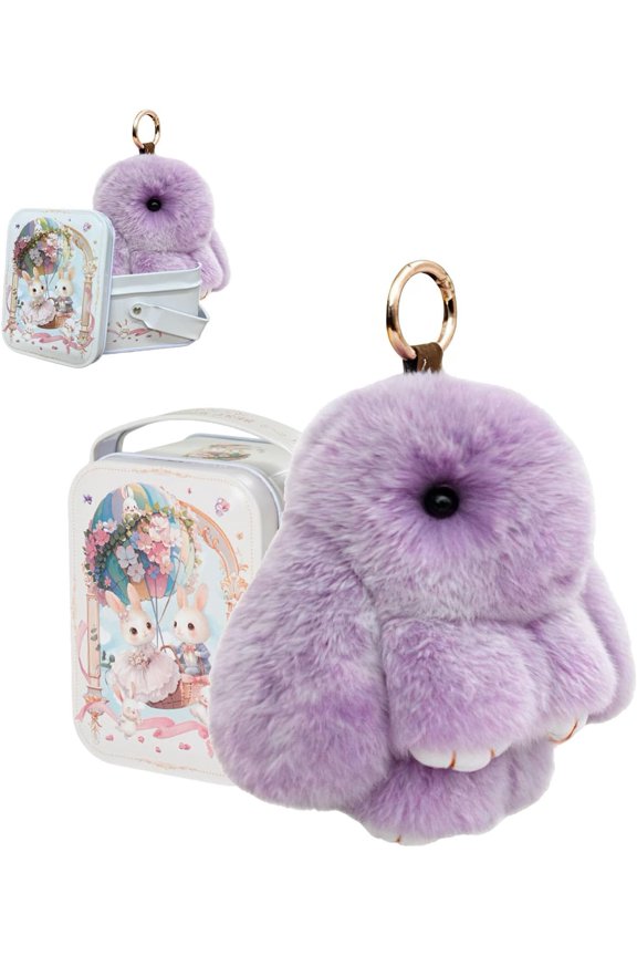 Bunnylulu Keychain with Box, Bunny Keychain with Tin, BunnyCute Plush Key chain