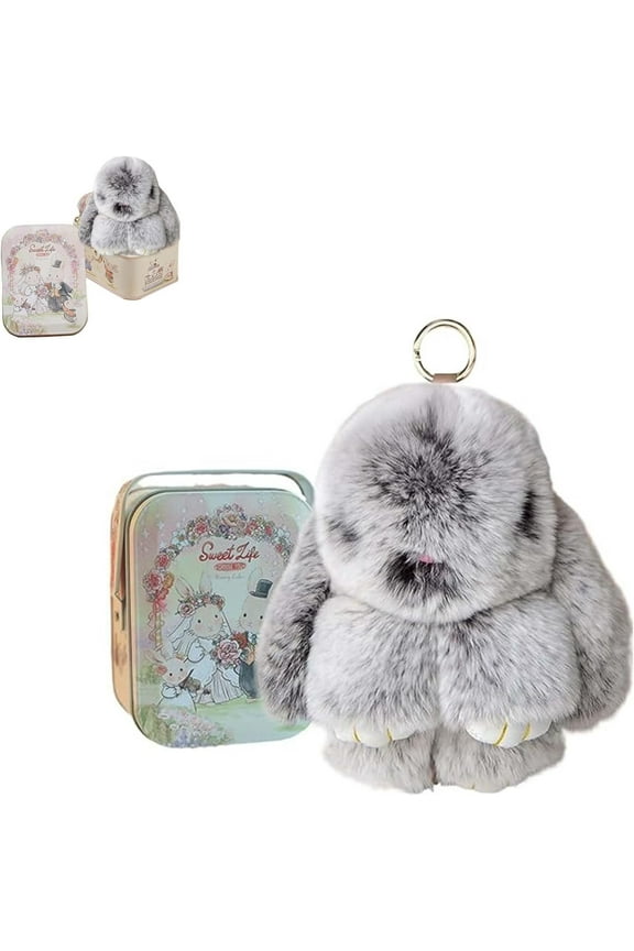 Bunnylulu Keychain with Box, Bunny Keychain with Tin, BunnyCute Plush Key chain
