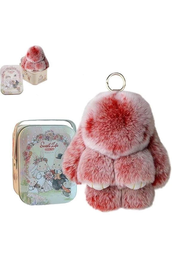 Bunny Keychain with Box, Soft Easter Bunny Plush Keychain with Tin, Bunnycute Plush Key Chain