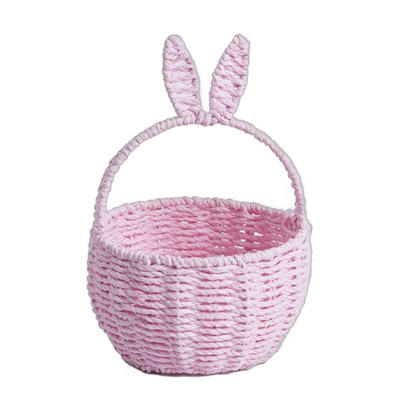 Bunnys Ears Paper Rope Woven Storage Basket Elegant Flower Basket Handwoven Snacks Holder Home Organization Solution