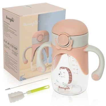 Bunnytoo Baby Sippy Cup with Weighted Straw - Ideal for 1+ Year Old and Transitioning Infants 6-12 Months - Spill-Proof and Easy to Hold with Handle - 8oz