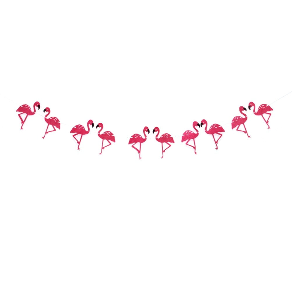 Bunting Banner Flamingo Banner Party Supplies Tropical Jungle Theme Decoration with 10 Flamingo