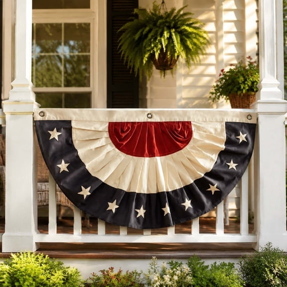 Bunting Banner, Patriotic Flag, 90 x 45 cm Polyester With Screen Printing, Fade Resistant Outdoor Use, Reinforced Metal Grommets, All-Weather Design