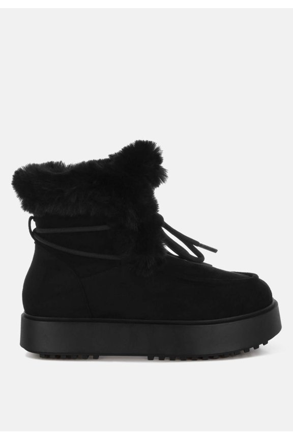 Bunting Faux Fur Collar Flatform Boots