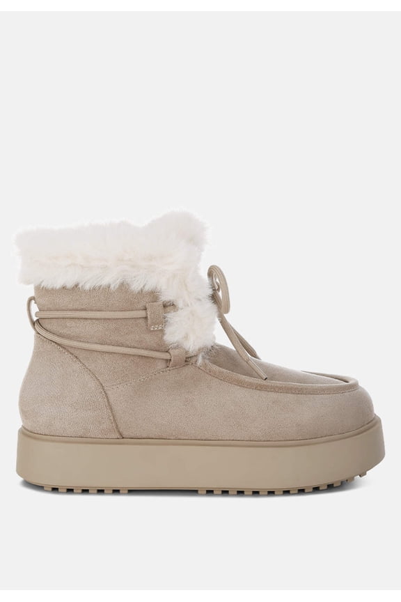 Bunting Faux Fur Collar Flatform Boots