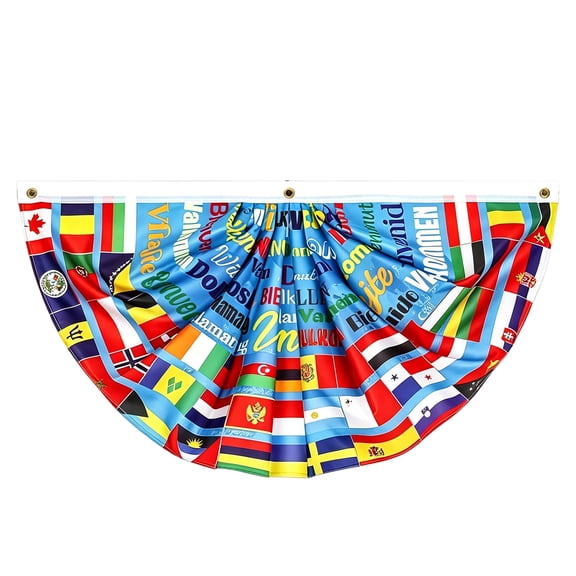 Bunting Flag, International Country Flags Printed 35.4 x 70.9 Inch Large Half Fan Flag, 1 Pack Semi Circle Hanging Banner, For Outdoor Patio Garden Sports Event Party Home Decorations