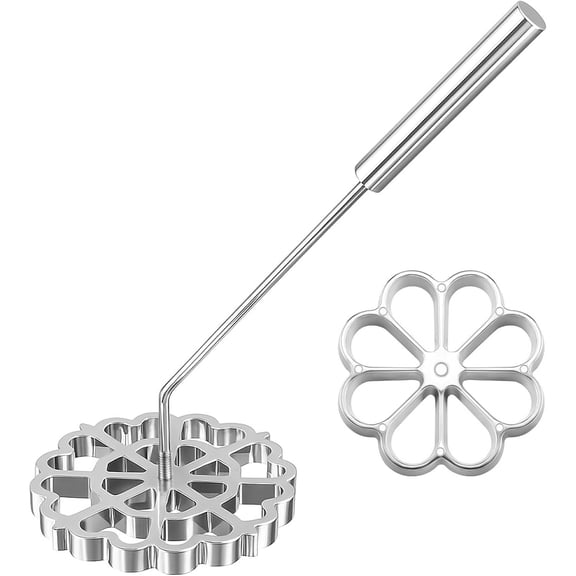 Bunuelos Mold with Handle Aluminum Achappam Mold Rosette Maker Kit Cookie Cake Tool Cast Waffle Rosette Iron Set Cooking Stamp Maker Kit for Kitchen Baking Housewares (Aluminum)